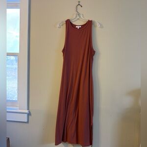 Sleeveless Ribbed Maxi Dress in Rust
